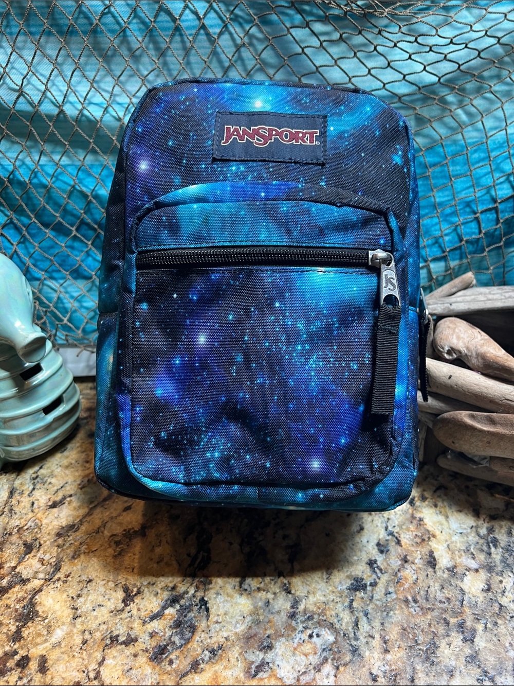 Jansport Vintage Galaxy Print Lunch Bag- Blue